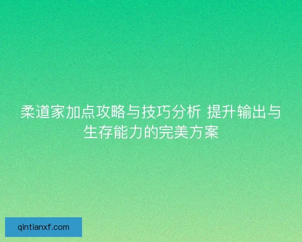 柔道家加点攻略与技巧分析 提升输出与生存能力的完美方案